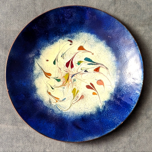 Vintage Enamel on Copper Hand Made Decorative Plate - Picture 2 of 5